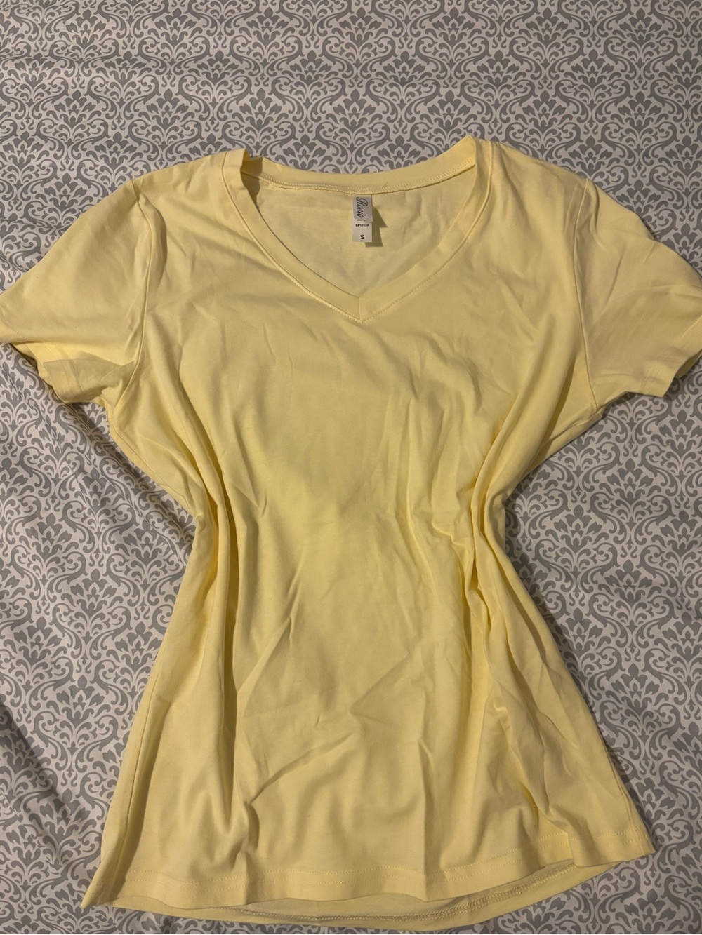 Rosio Pale Yellow Short Sleeve V-Neck Tee